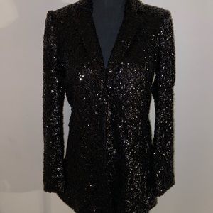 Express Black Sequin Boyfriend Blazer